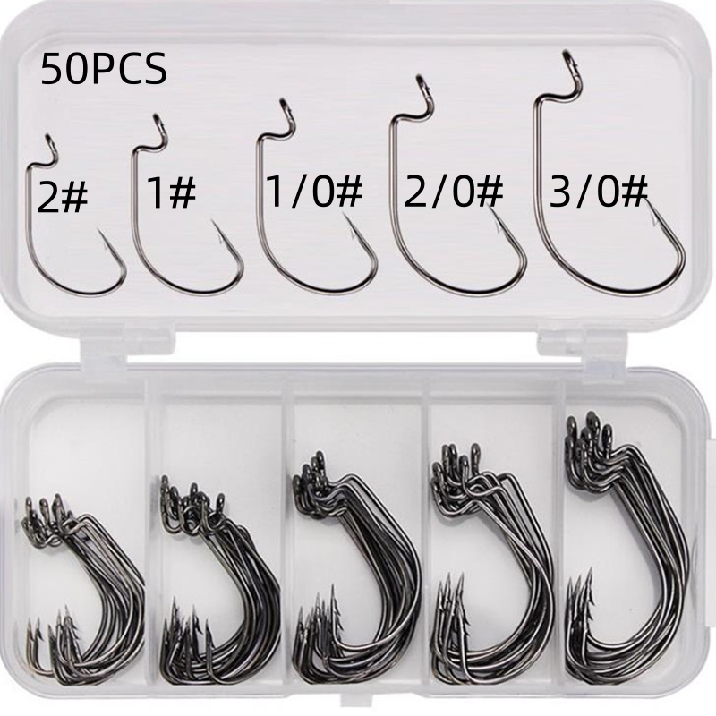 Fishing Hook Offset - Caixa com 50 Anzóis de Pesca